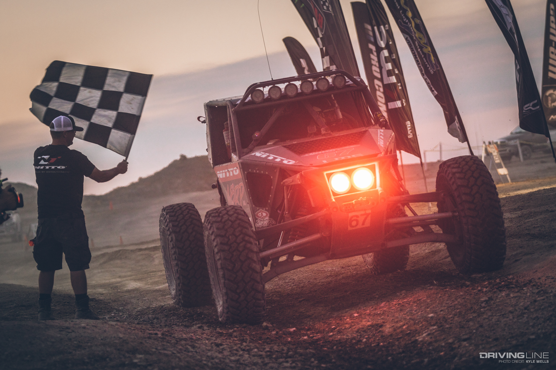 Loren Healy - checkered flag finish