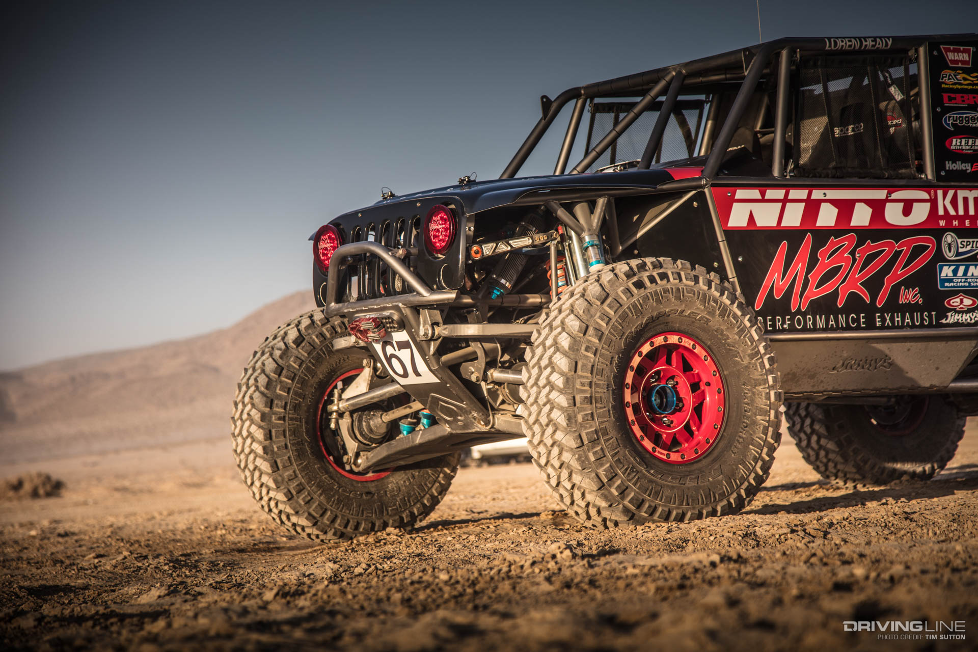 Loren Healy Jimmys 4x4 Red Dragon 2.0 Ultra 4 MBRP Nitto Tire Close