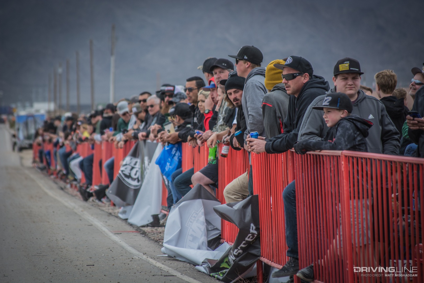 The crowd gathered at the start/finish line