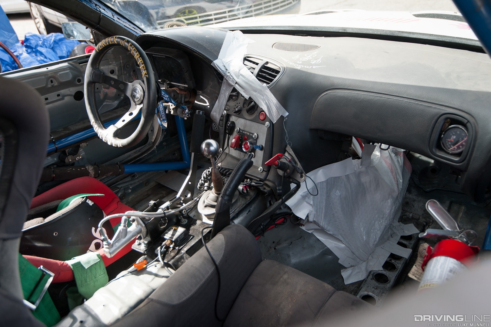 Top Drift round 1 SoCal pro-am drifting Daniel Kuo FD3S Mazda RX-7 interior dashboard