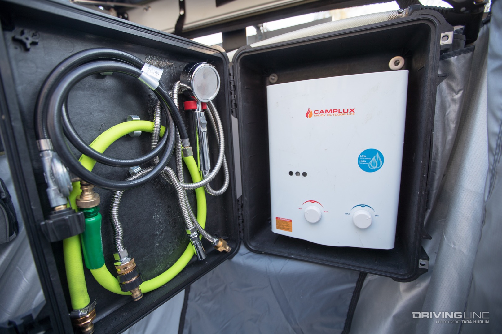 Camplux water heater for camping