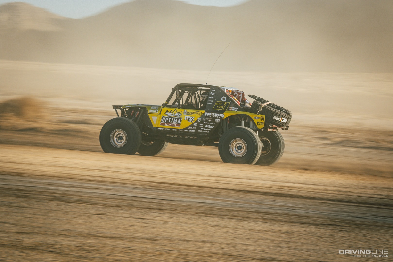 Erik Miller driving his rig across the desert