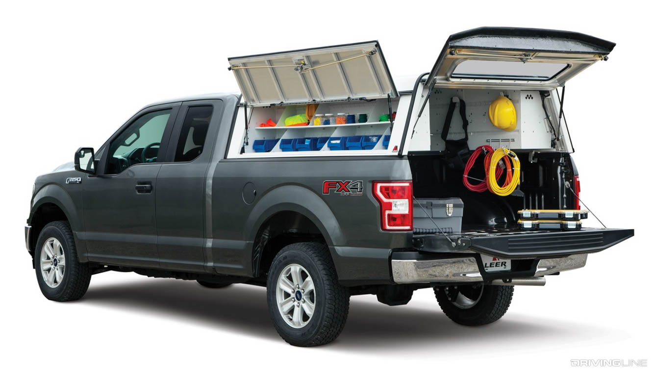 Camper shell for work gear Ford F150