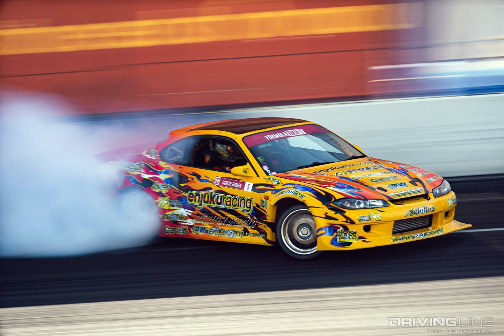Adam LZ drifts the bank at Evergreen Speedway in 2020 on the way to Formula Drift Rookie of the year honors