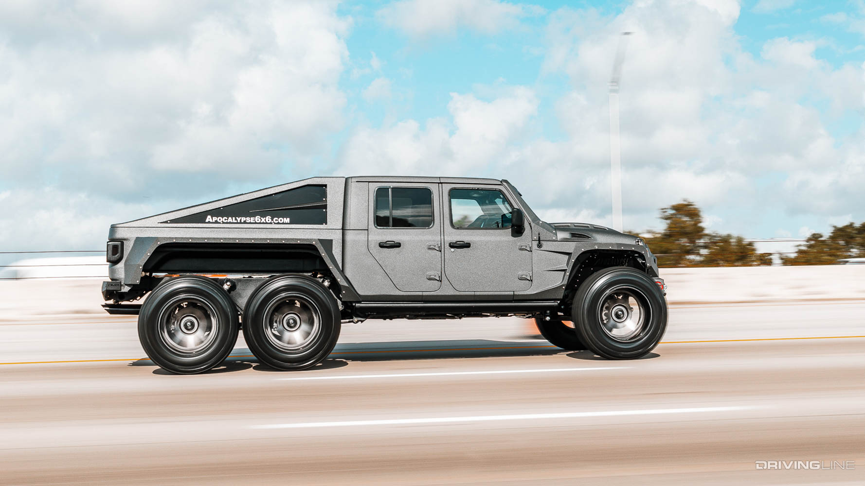 Apocalypse 6x6 Hellfire Jeep Gladiator driving down highway
