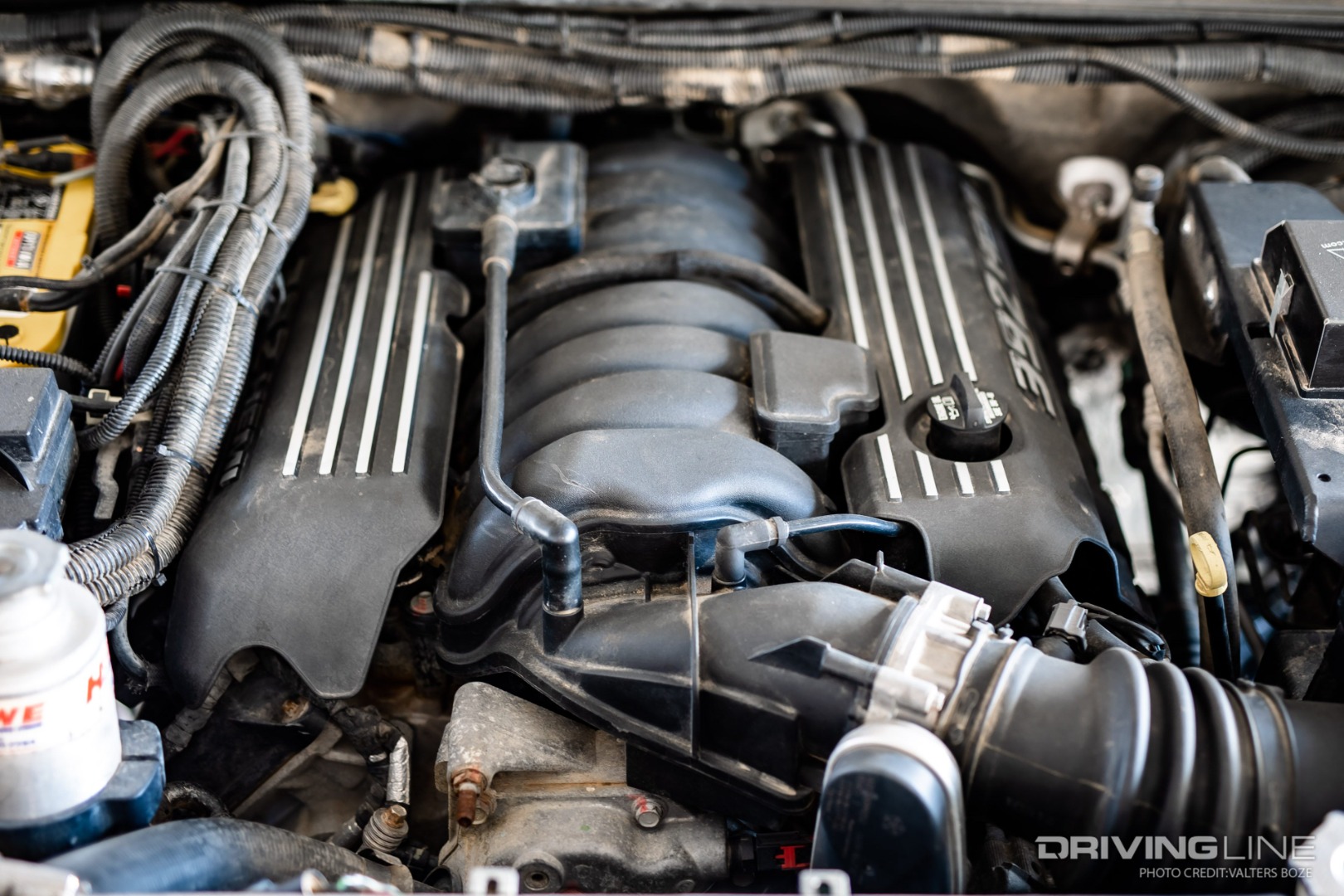 The HEMI 392 crate engine looks right at home in the bay of this Jeep Wrangler