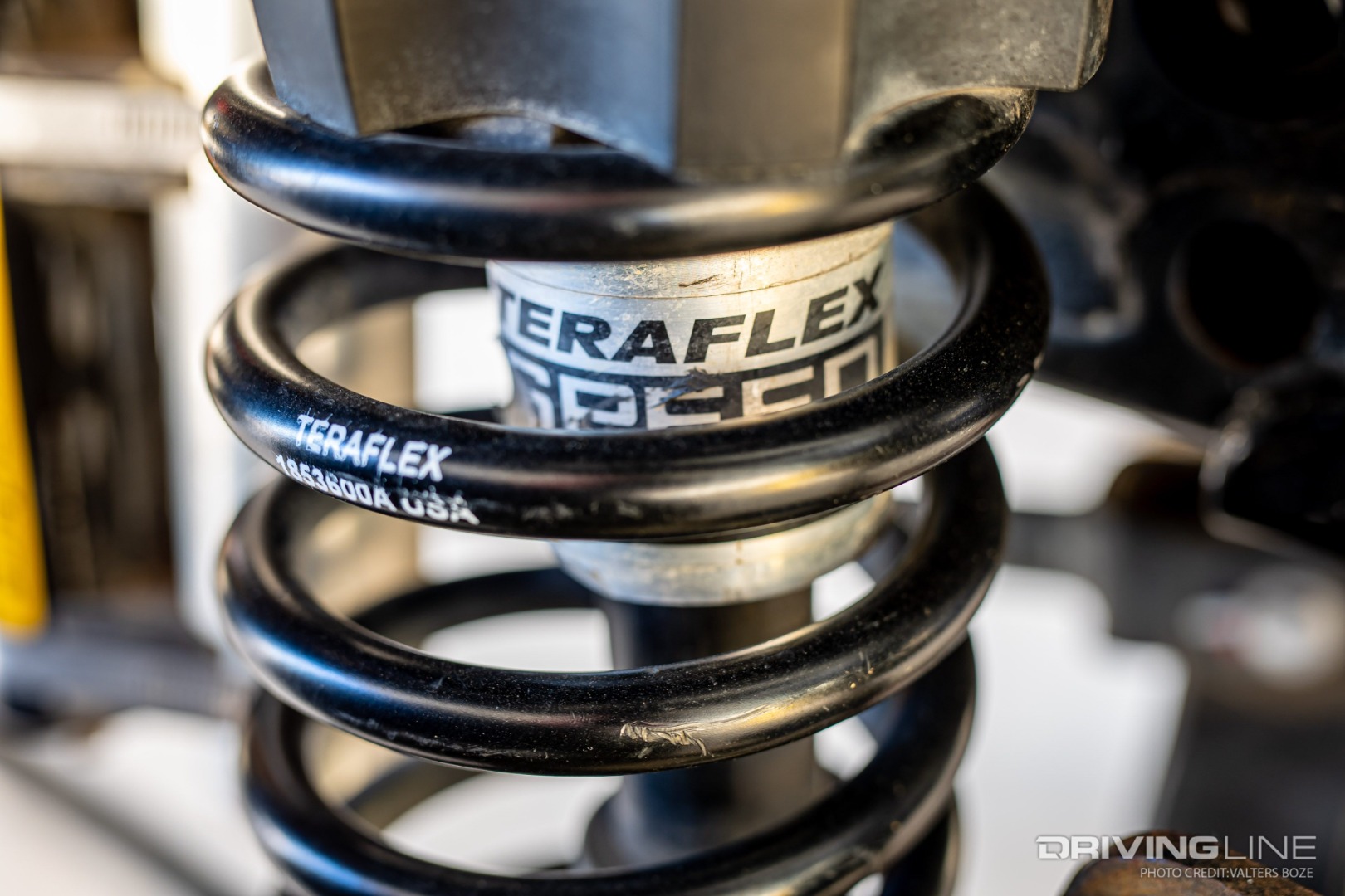 TERRAFLEX springs and remote-reservoir shocks provide the suspension travel on this HEMI-powered Jeep Wrangler