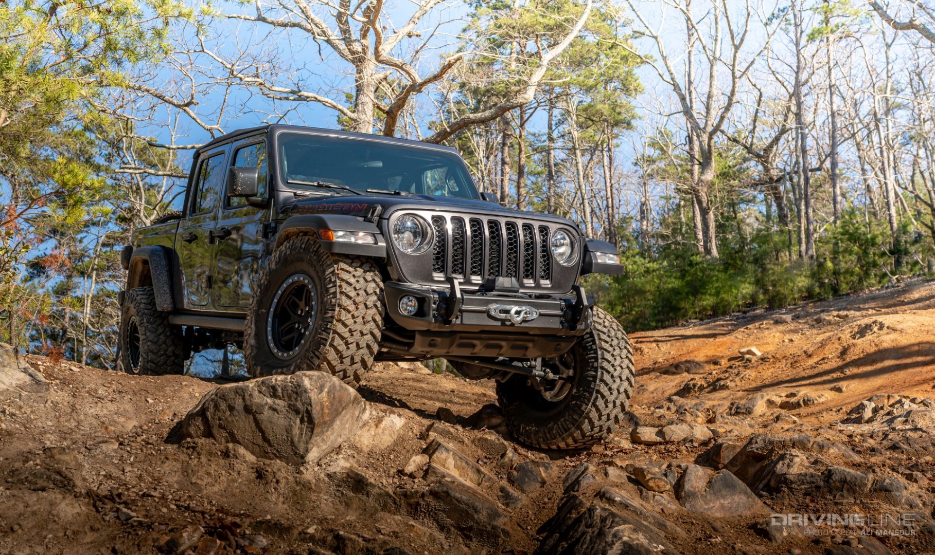 Jeep Gladiator Rubicon on a rocky trail