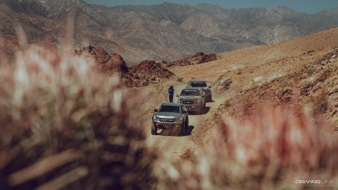 three Ford Trucks driving lippincott mine road ott