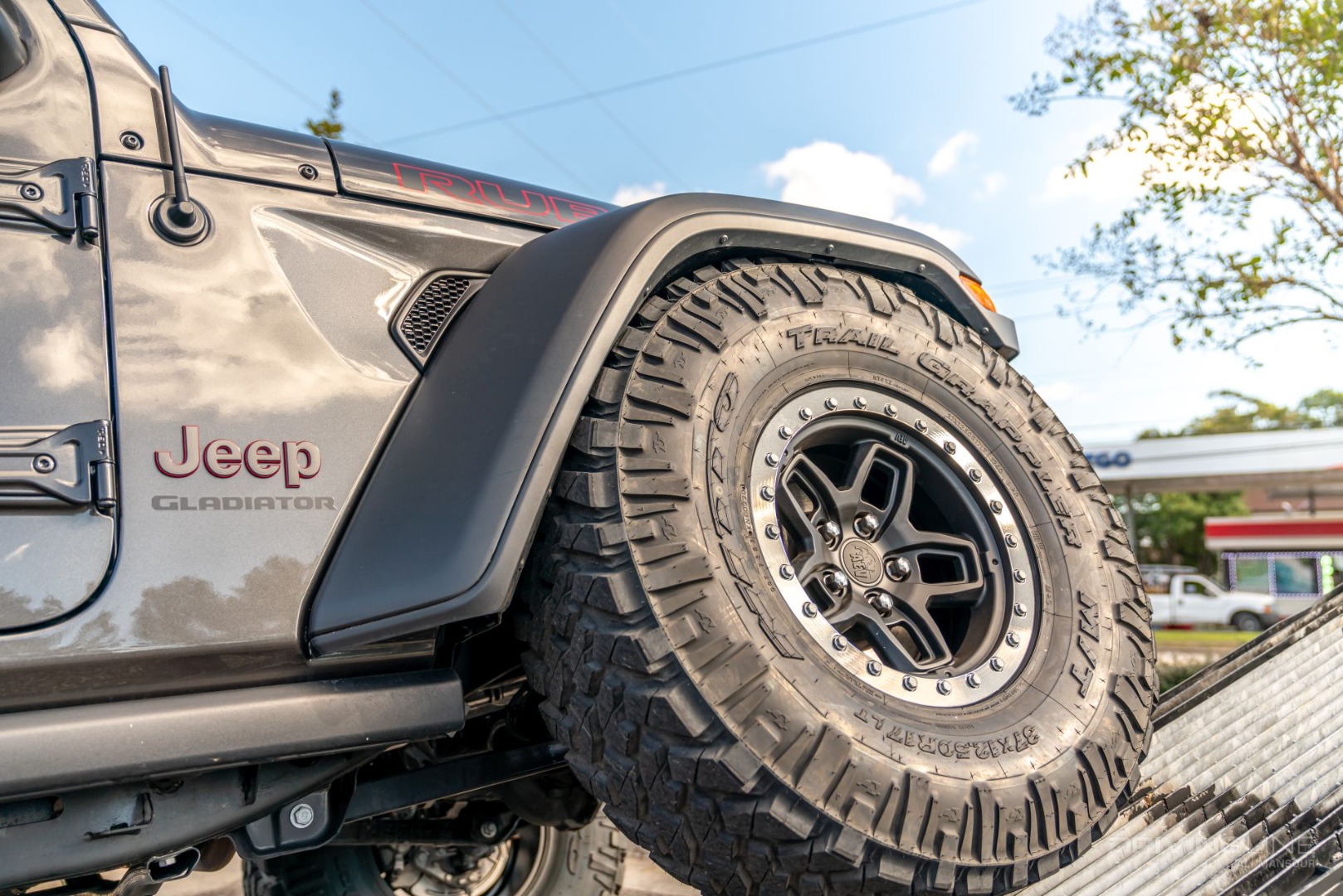 front wheel of Jeep on 37-inch Trail Grappler Tires