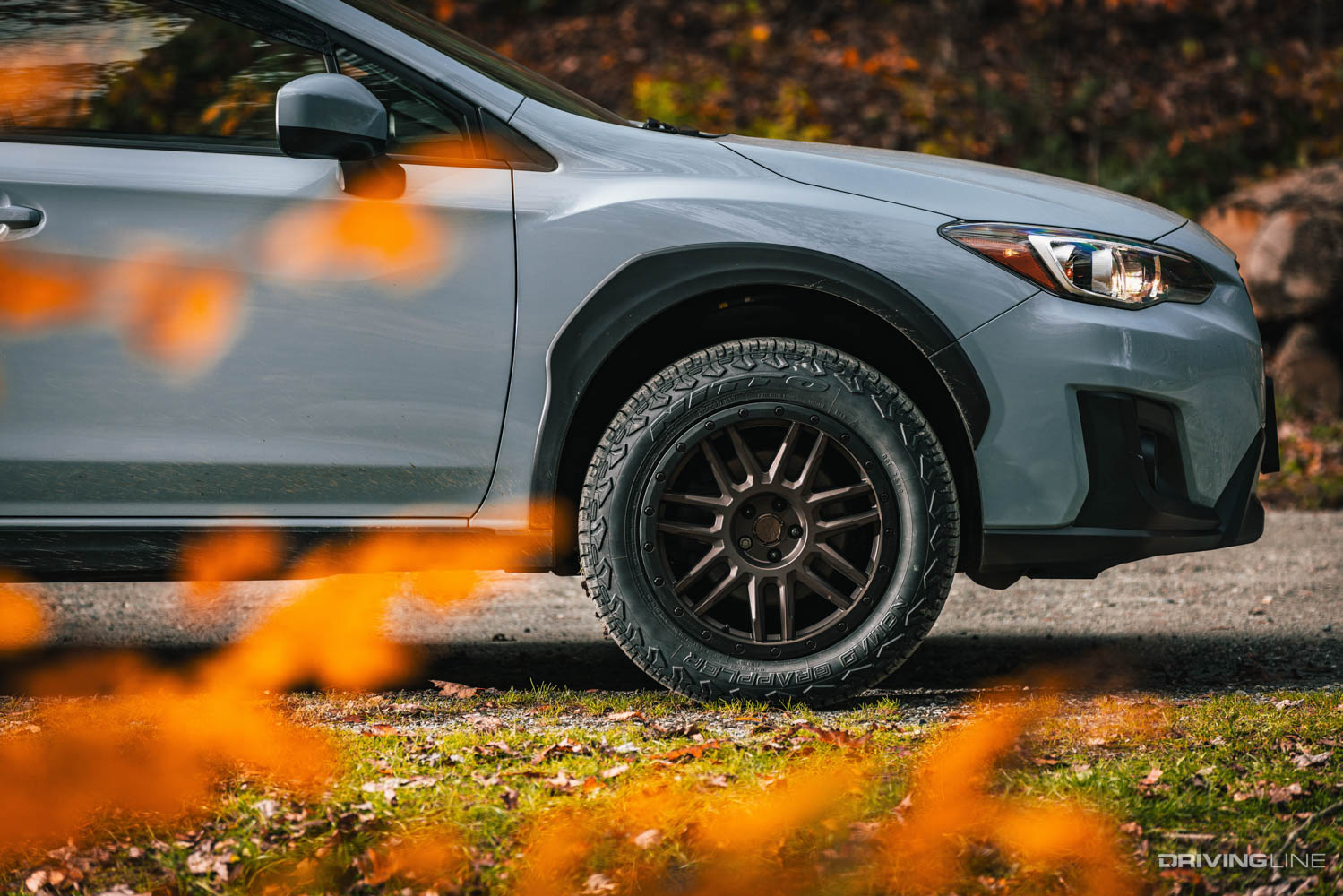Nitto’s New Nomad Grappler Crossover-Terrain Tire on bronze wheel on Subaru