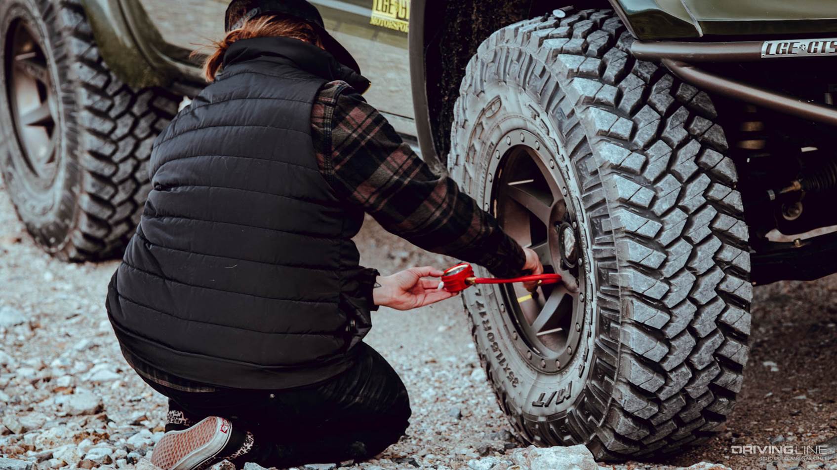 Checking tire pressure on Nitto Trail Grappler tire