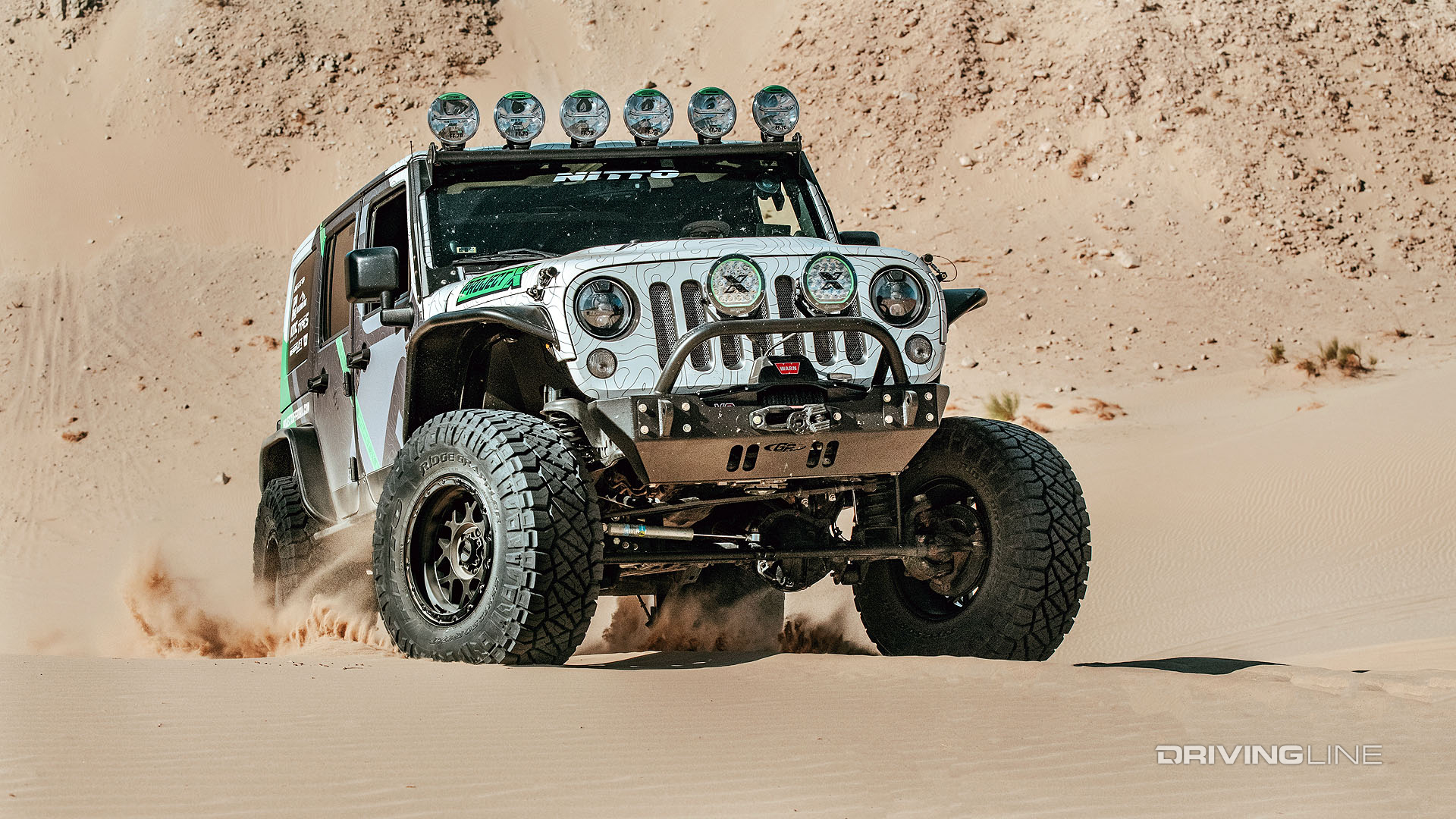 jeep rubicon desert off roading on nitto trail grapplers