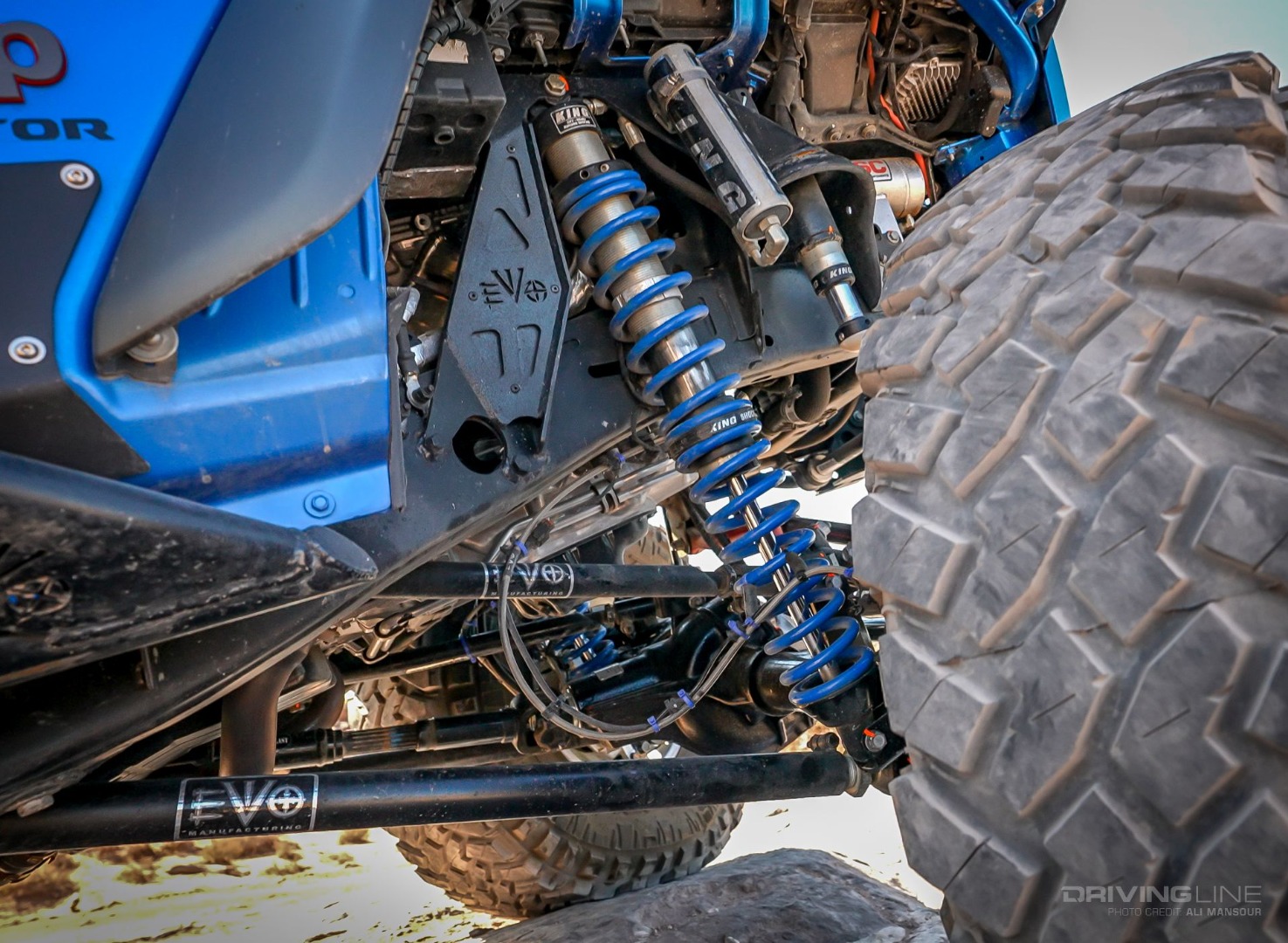 Jeep Gladiator Rubicon on 40s Overland Build front suspension detail