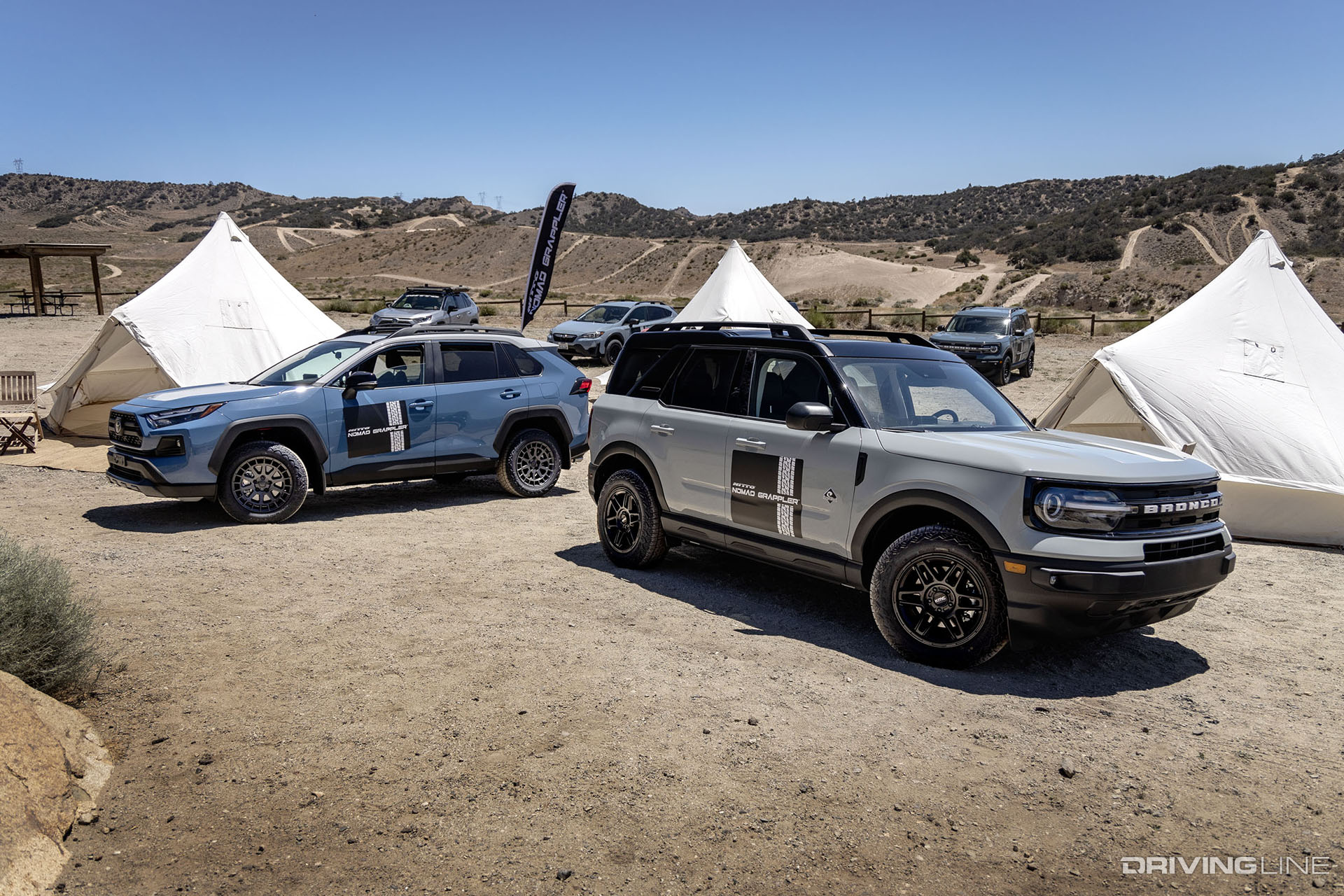 Ford Bronco Sport and Toyota RAV4 on Nitto Nomad Grappler CUV tires