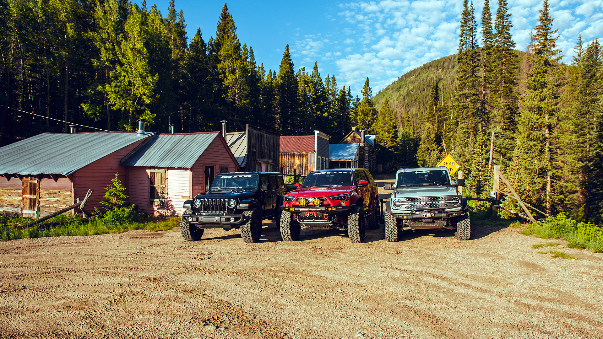 jeep bronco 4runner on nitto tires parked at st elmo ghost town
