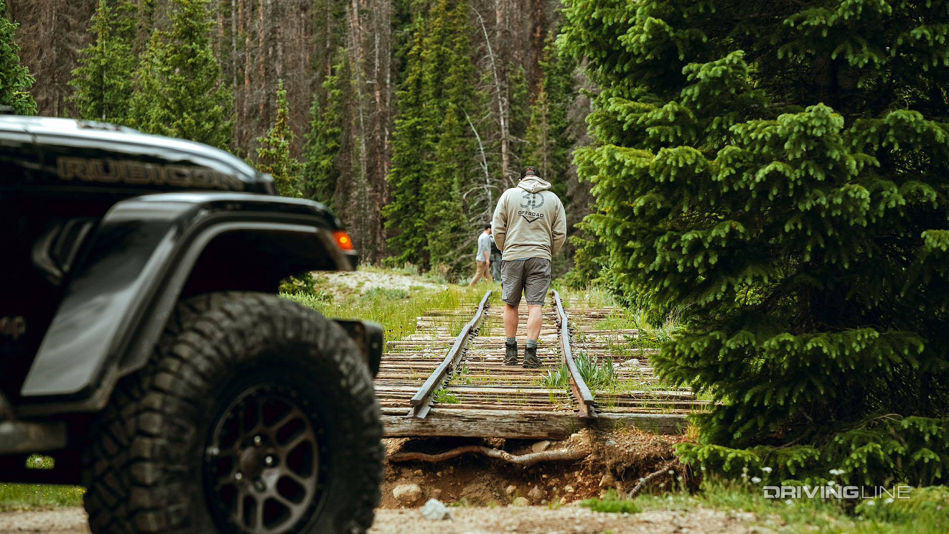 walking old railroad rail at hancock pass on the trail