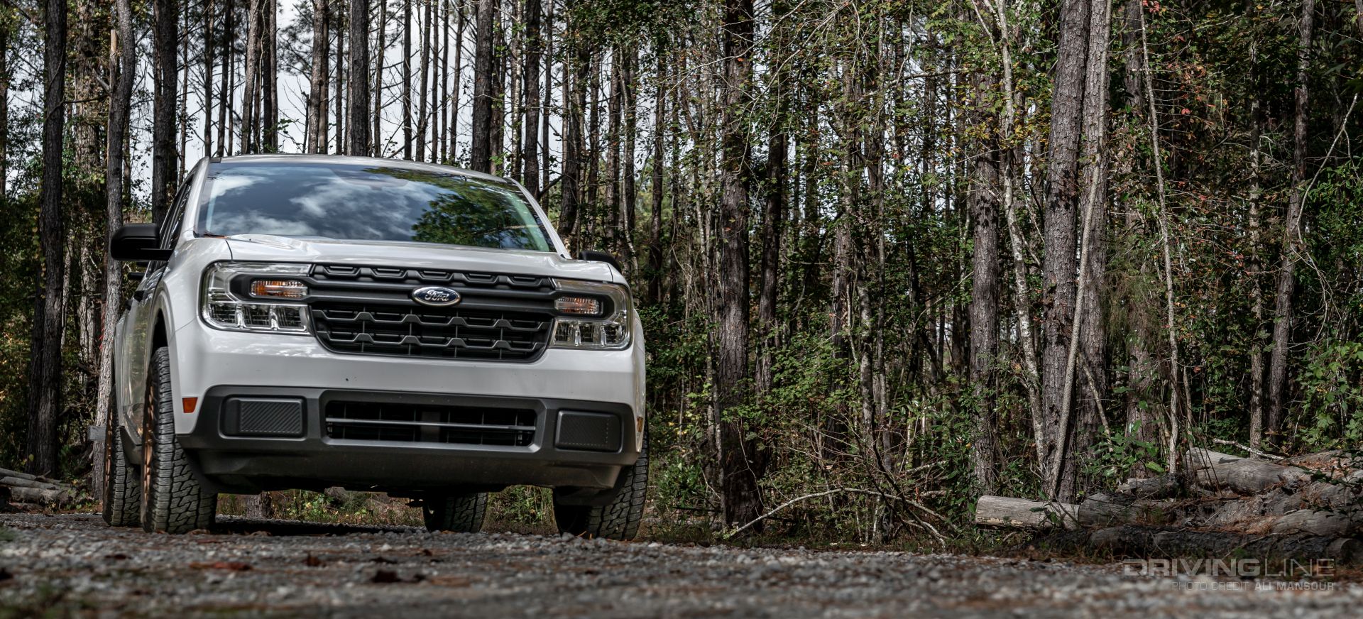 2022 Ford Maverick Hybrid XL Overland off road in woody forest