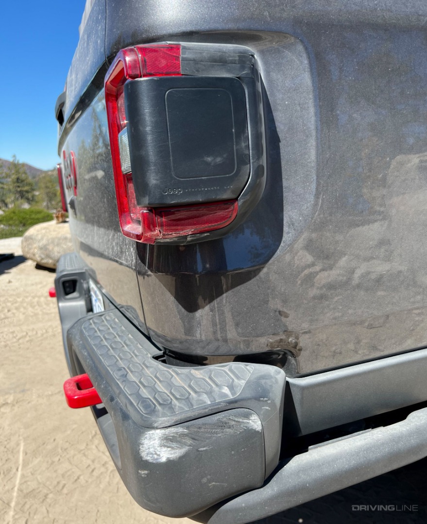 smashed taillight detail of Jeep Gladiator