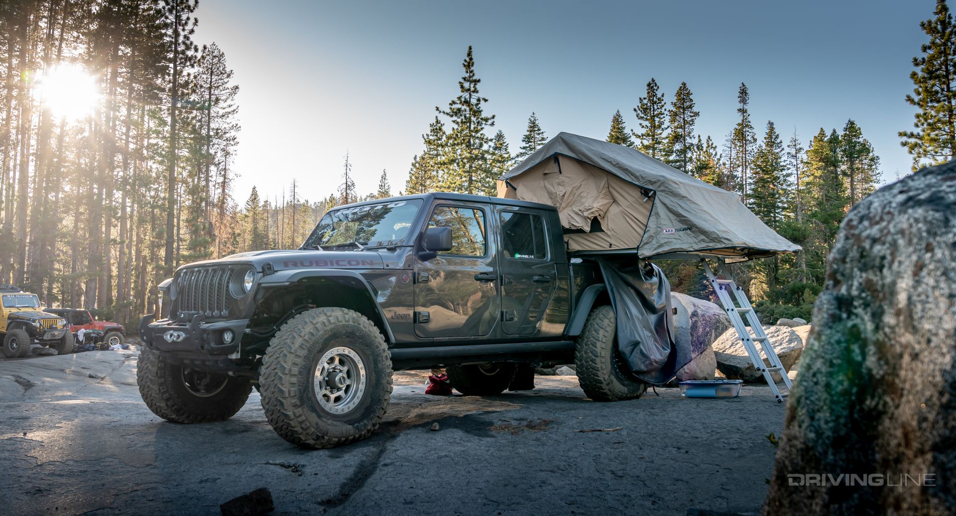Jeep Gladiator on 40 inch Nitto Trail Grapplers with in bed tent