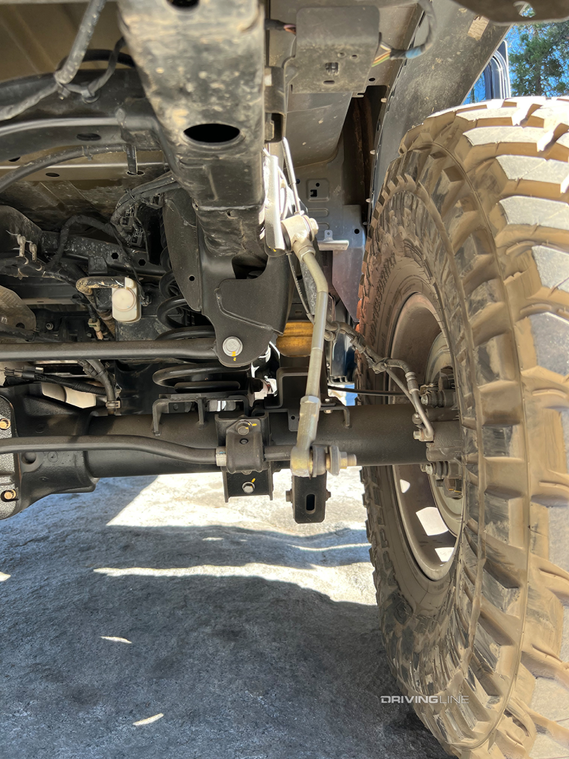 Sway bar damage detail of Jeep Gladiator