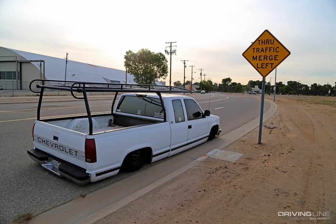 Ultra-low white OBS Chevrolet truck lowered