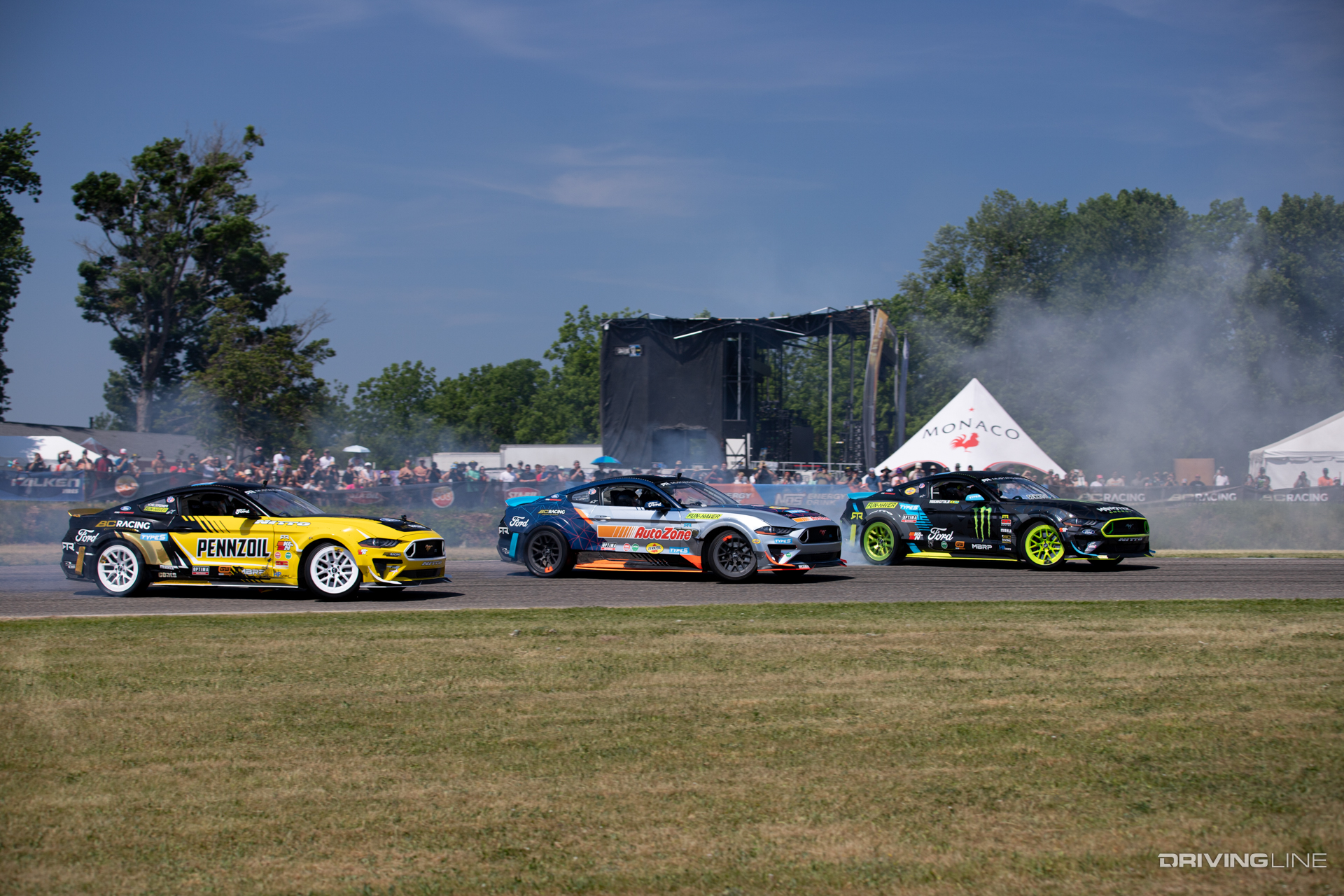 The RTR team has a slew of cars at their disposal for demos, so each car varies slightly in spec, but all are a bit toned down and simplified compared to the full race spec that is used in Formula Drift.