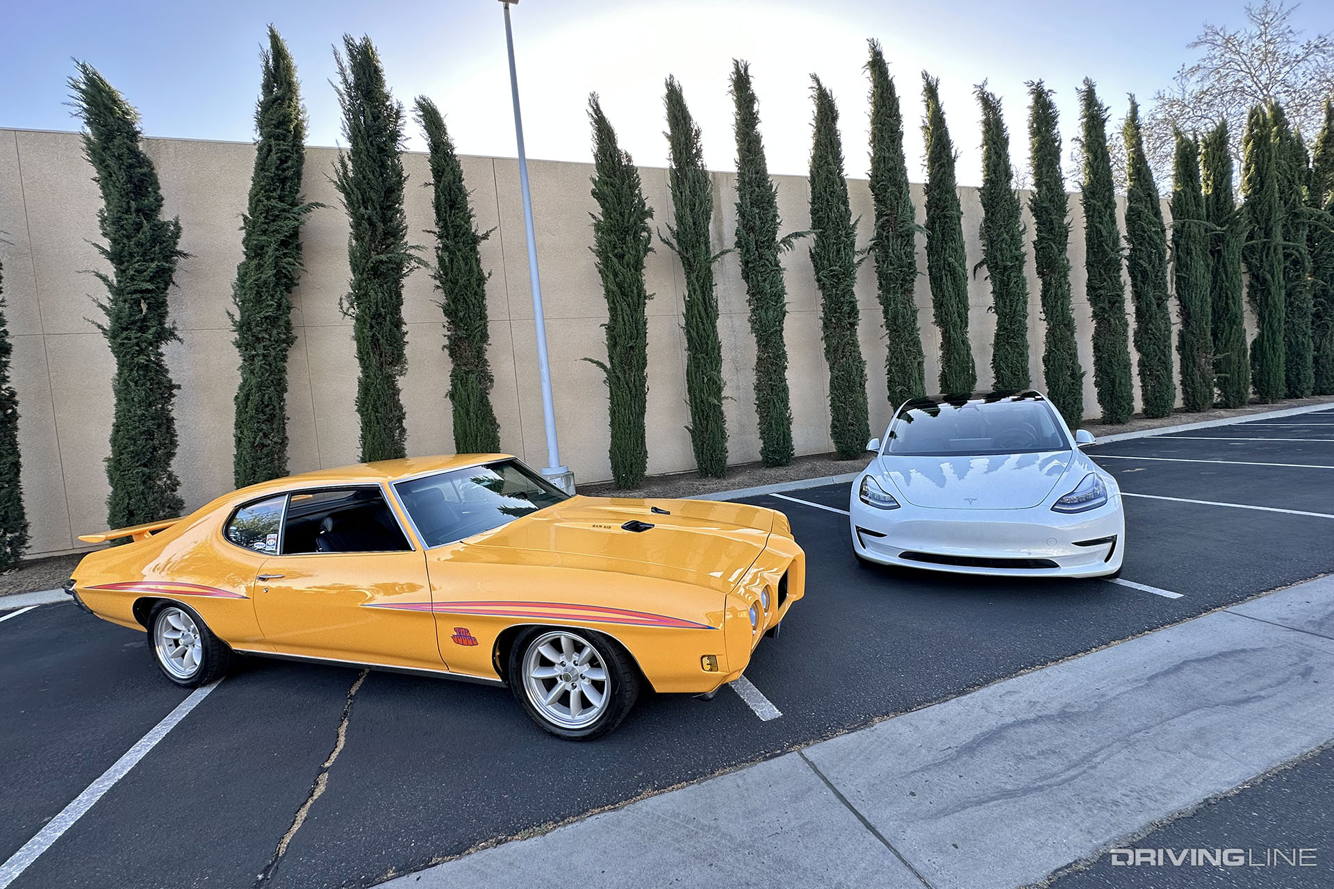 Tesla Model 3 and Pontiac GTO