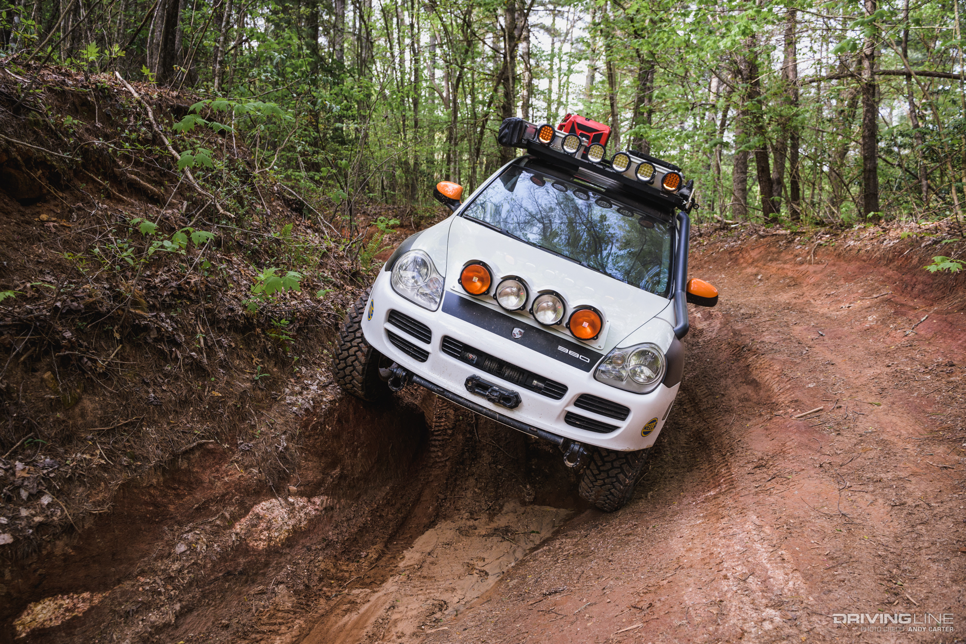 Porsche Cayenne on off-road trail