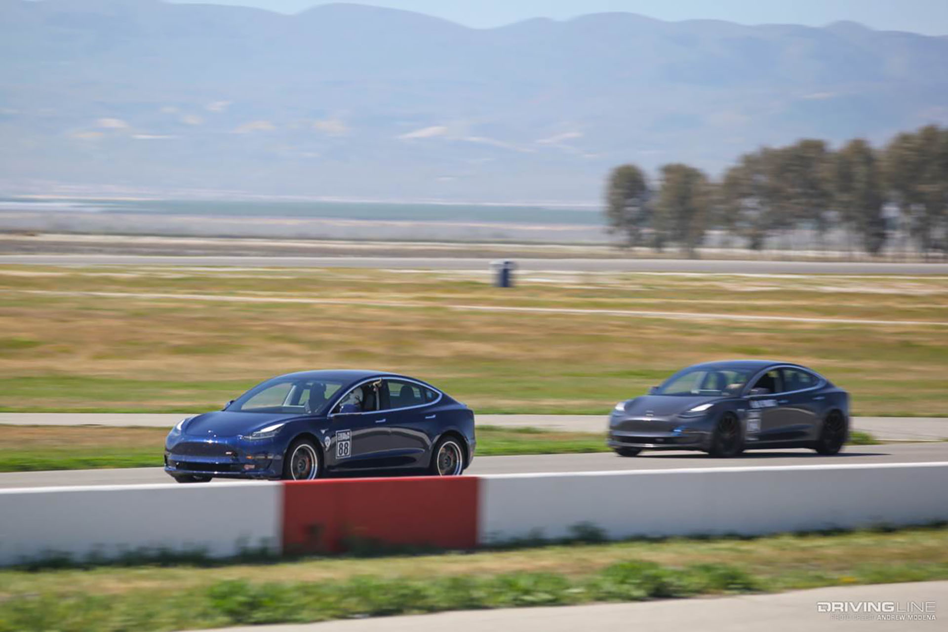 Tesla Model 3s on Track