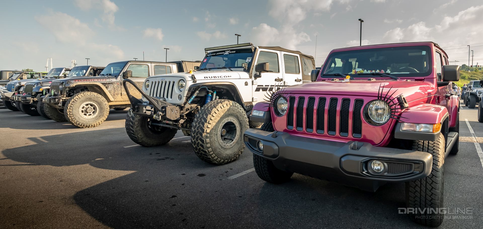 Jeep Wrangler eye lashes parking lot