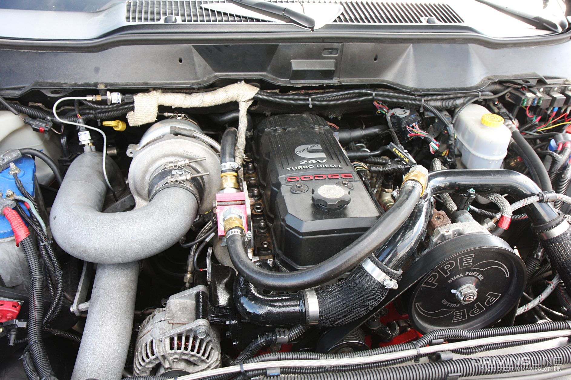 S364-S480 compound turbo attached to a Cummins diesel engine