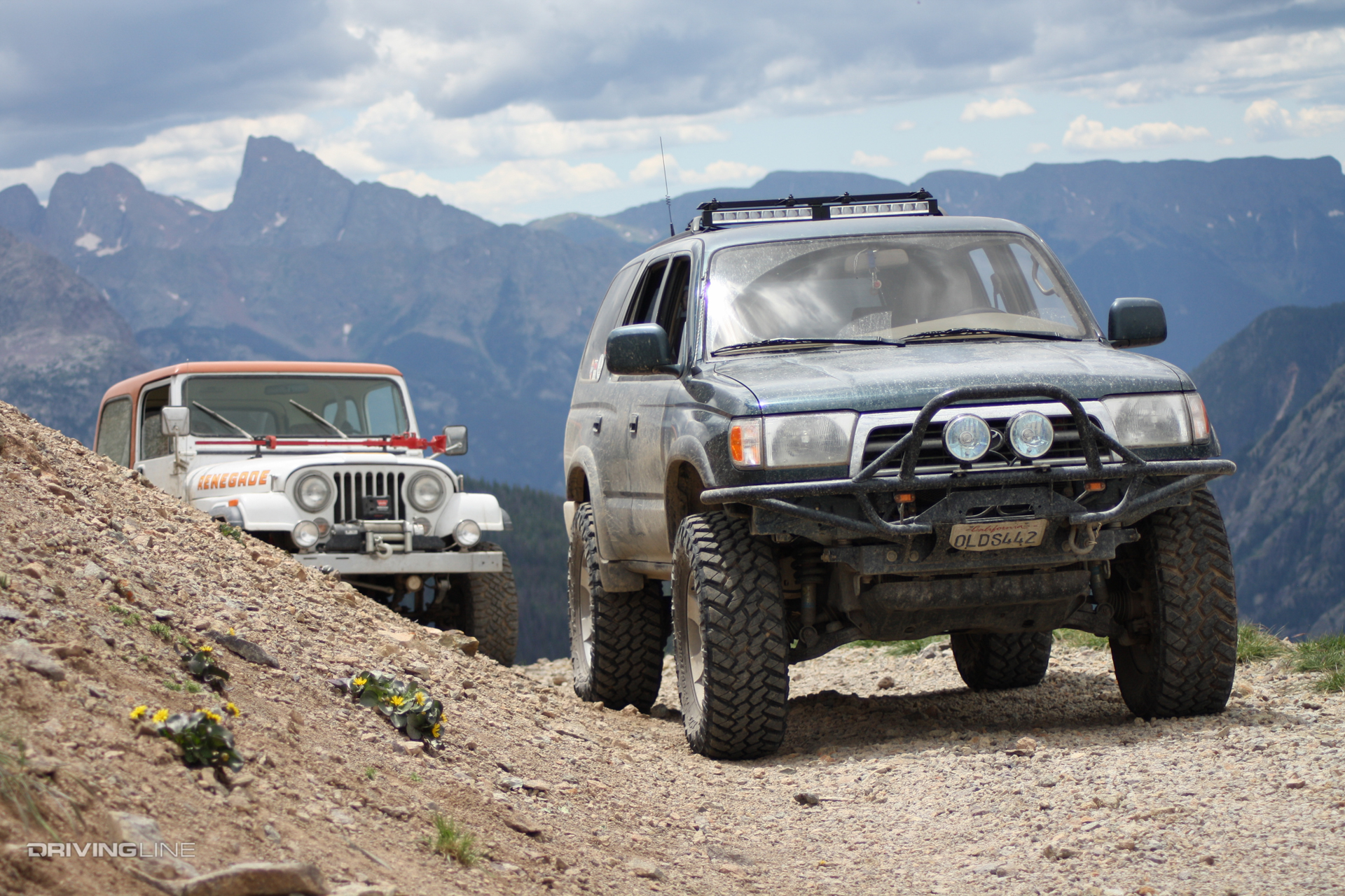 4Runner and CJ7 climbing Kendall Mountain