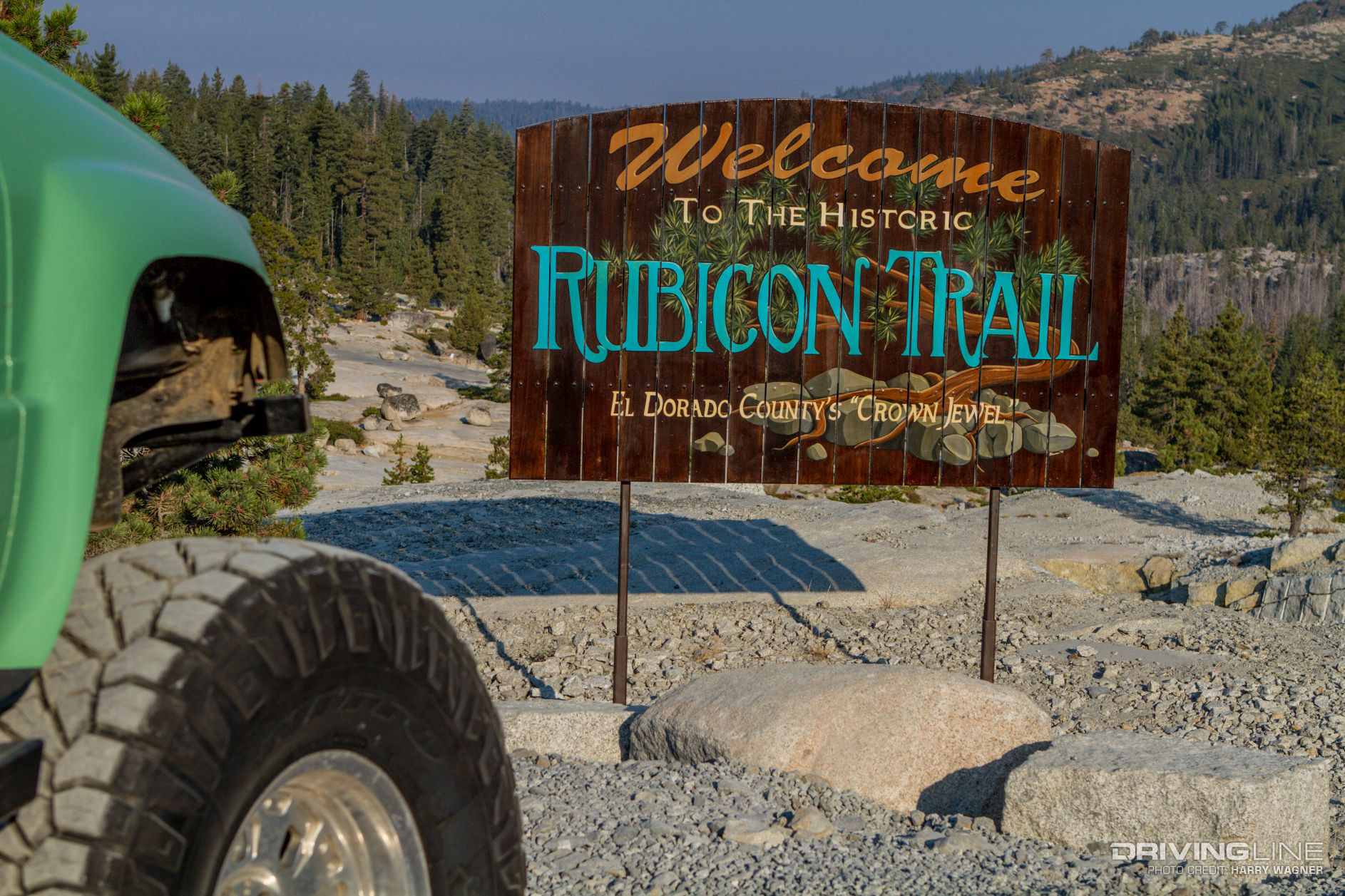 Sign: "Welcome to the Historic Rubicon Trail, El Dorado County's 'Crown Jewel'"