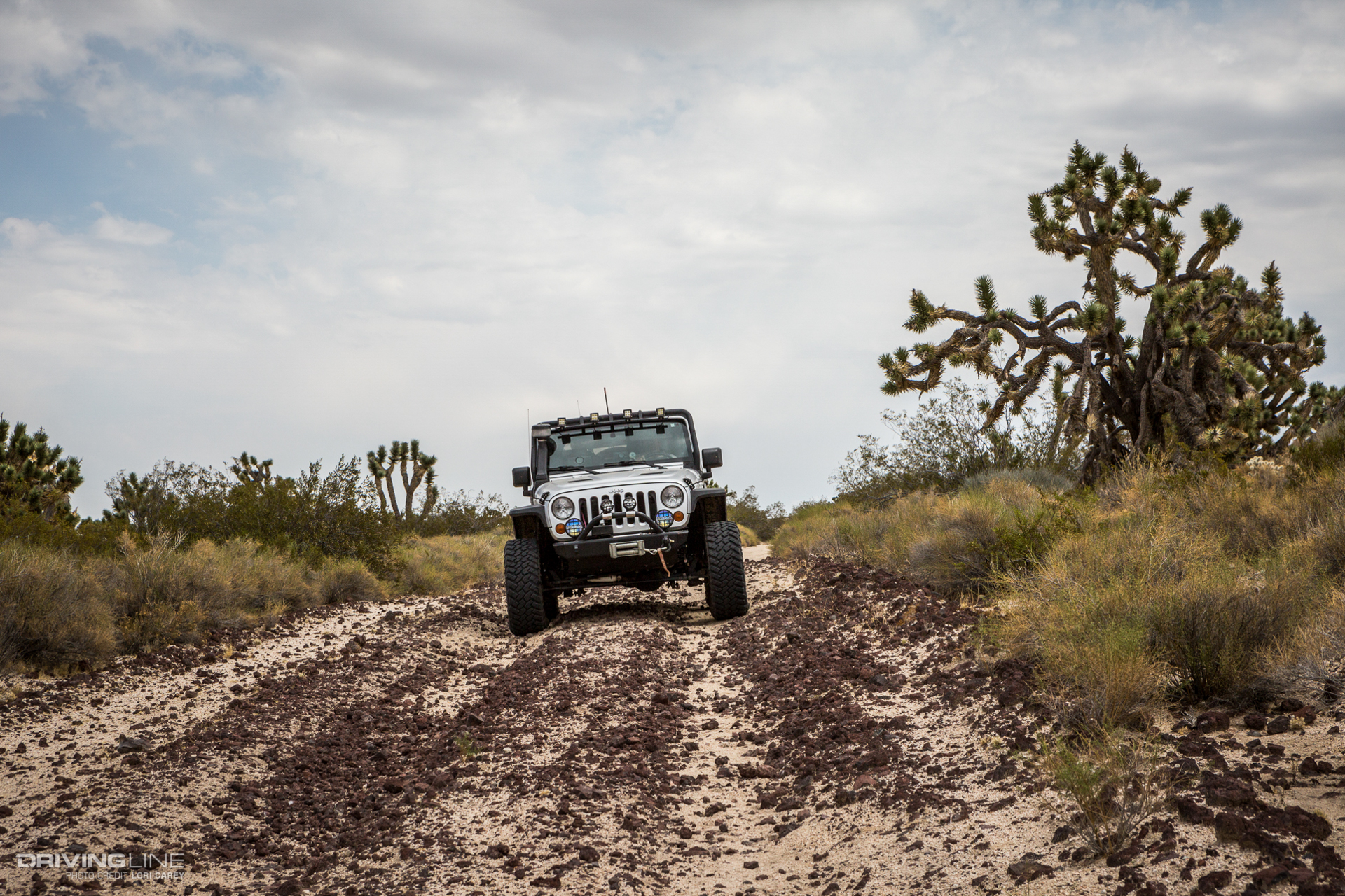 Jeep Wrangler with Nitto Trail Grapplers driving over scoria/cinders on Aiken Mine Trail