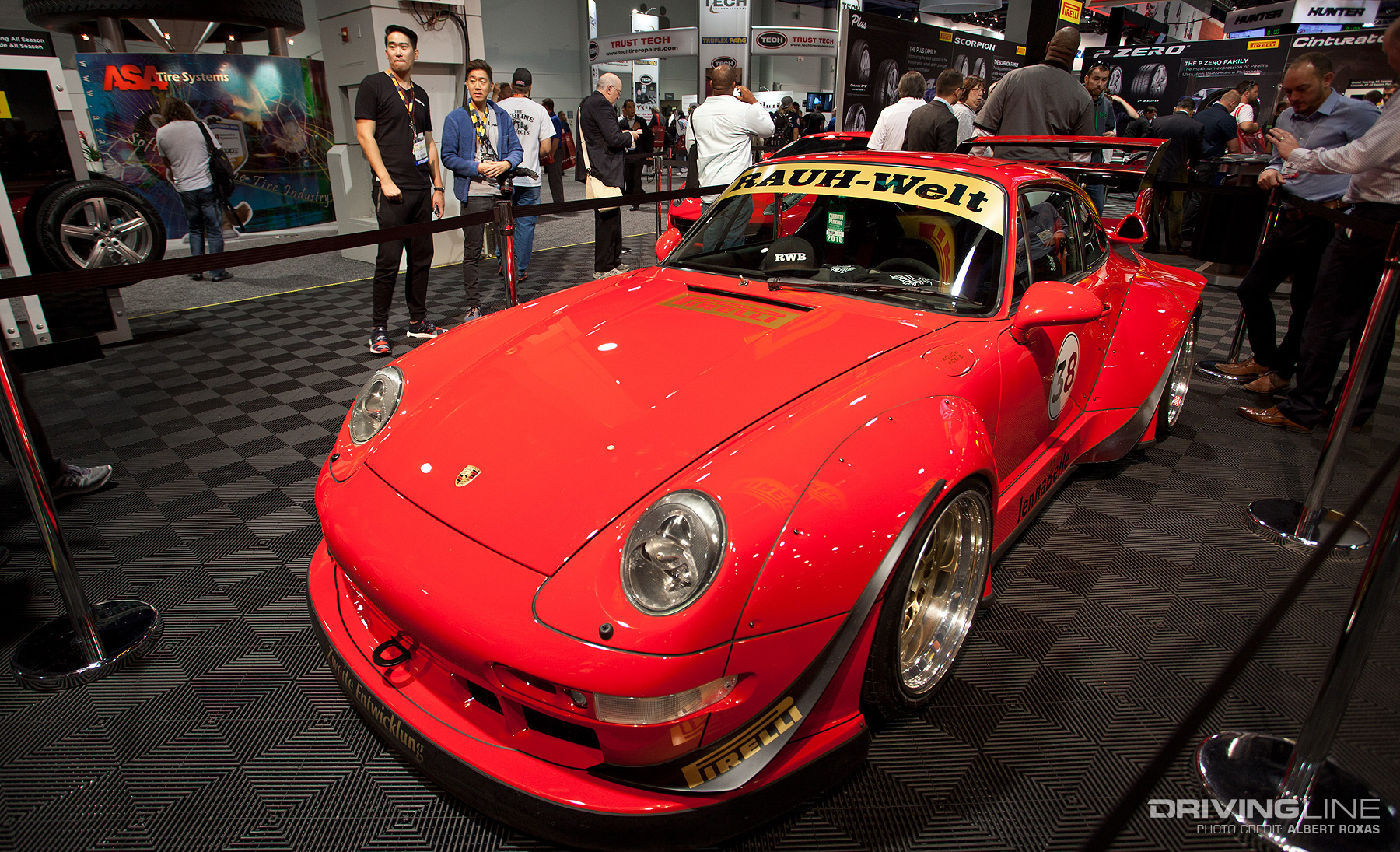 red RWB porsche at SEMA
