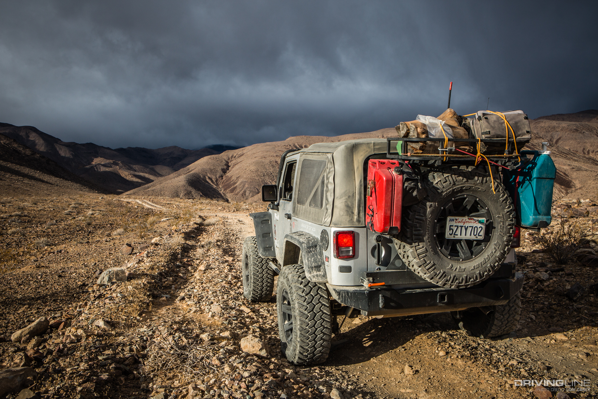 Jeep Wrangler on Johnson Canyon Trail, Death Valley