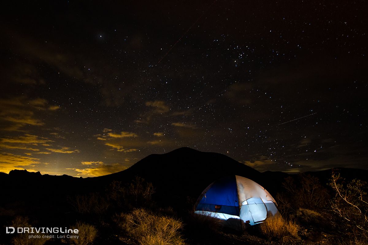 tent at night in desert