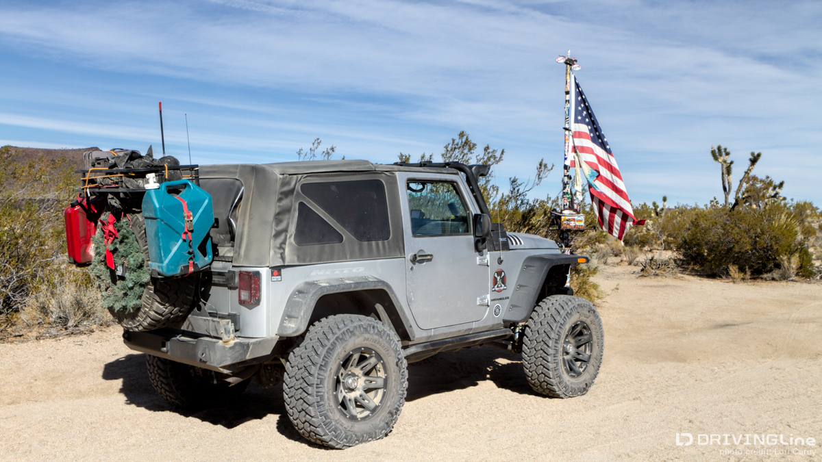 Jeep at Mojave Mailbox on the Mojave Road