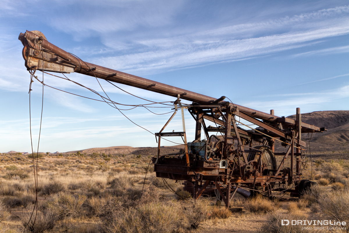 Old water drill rig in Lanfair Valley, Mojave desert