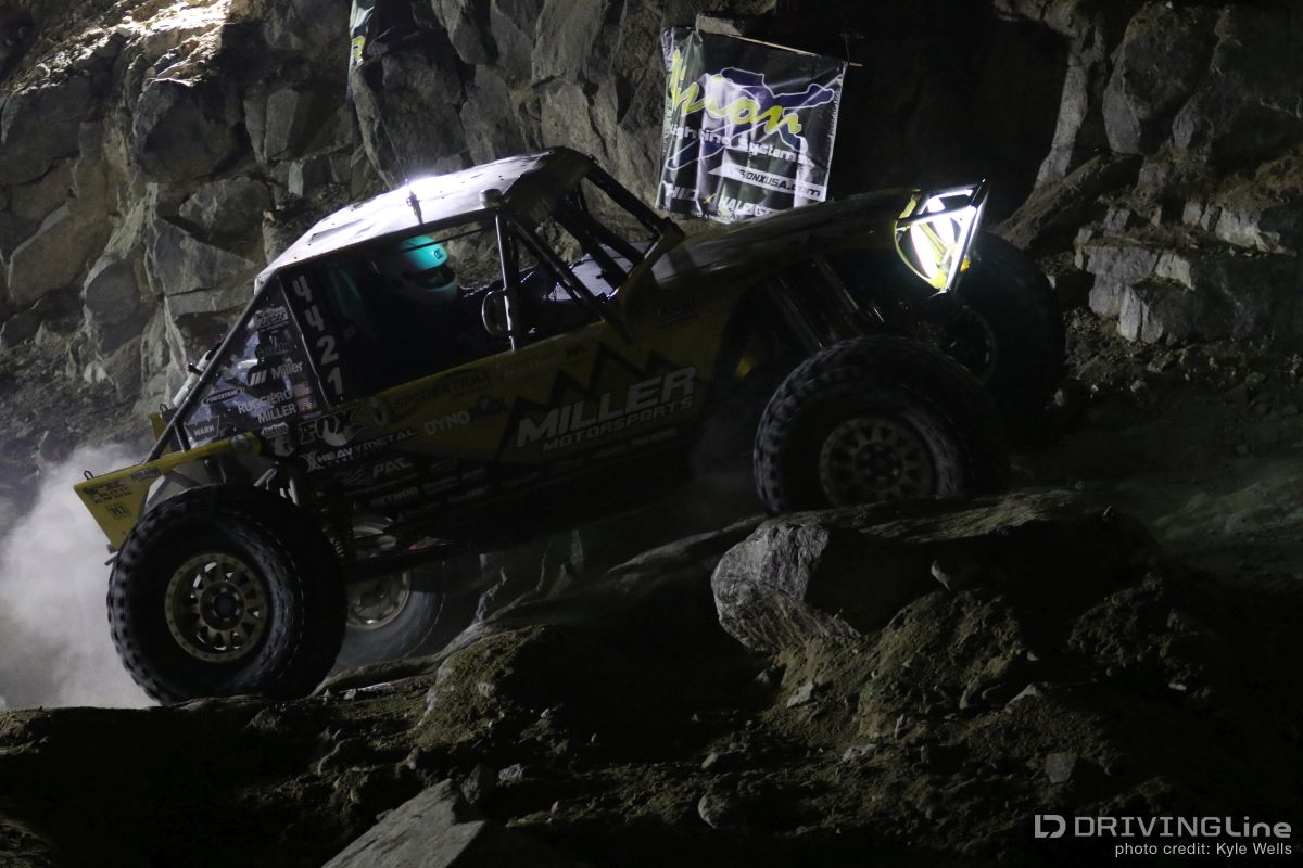 Ultra4 competitor and 2012 King of The Hammers, Erik Miller, gave the top time a run for its money powering through the waterfall. Unfortunately his front diff got damaged in the process and he wasn't able to finish his run. The Miller Motorsports crew fixed his car in time to gain the pole position qualifying run the next afternoon.