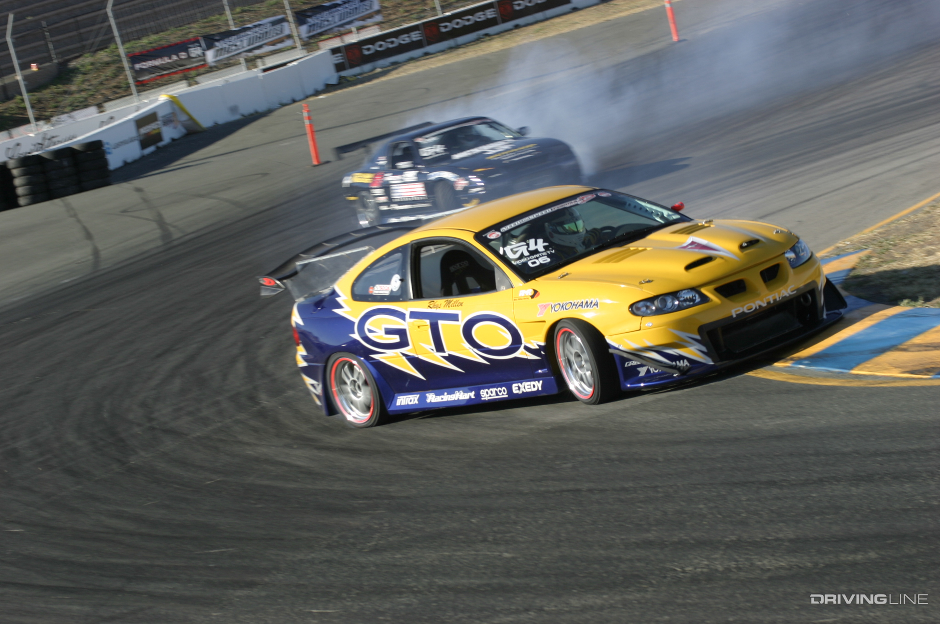 Rhys Millen's Pontiac GTO was one of only a few V8 vehicles in Formula D in 2005, the year he won the FD Championship