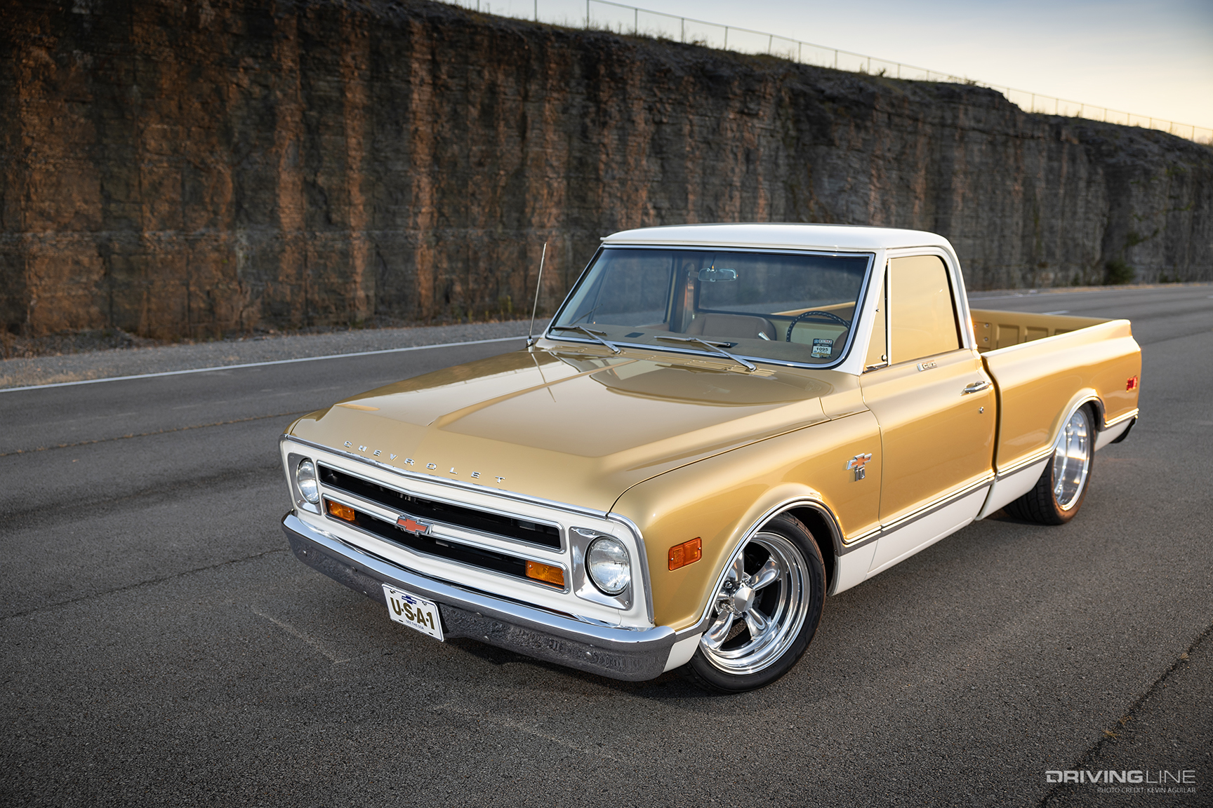 Front of Randy Bynum's '68 Chevy C10 CST Gold Anniversary Edition