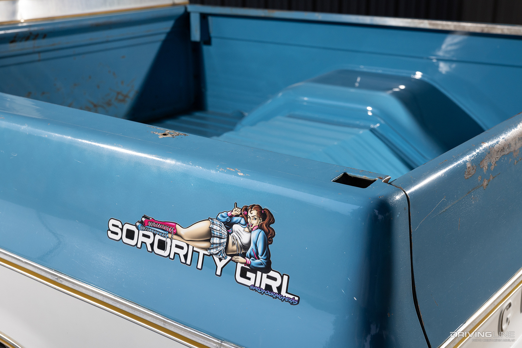 Bed of Eric Pierce's ’77 Chevy C10 Scottsdale Squarebody Truck