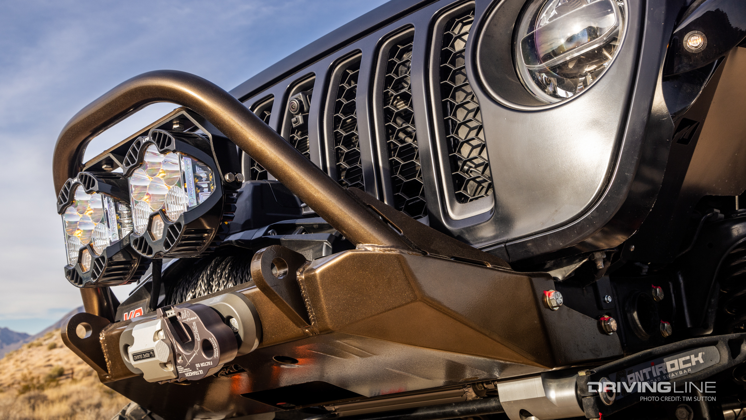 Front Bumper, winch, and aux lights on Built2wander Jeep Wrangler Rubicon 392 Build