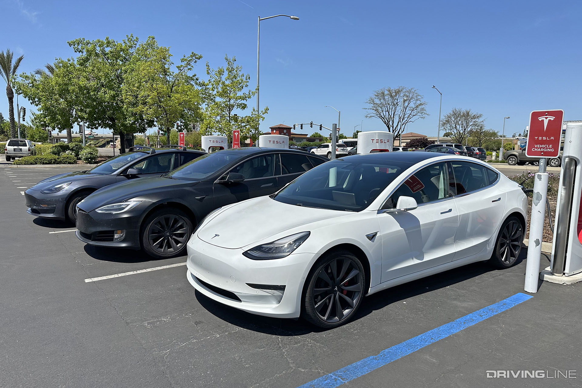 Tesla Model 3 Charging at Supercharger