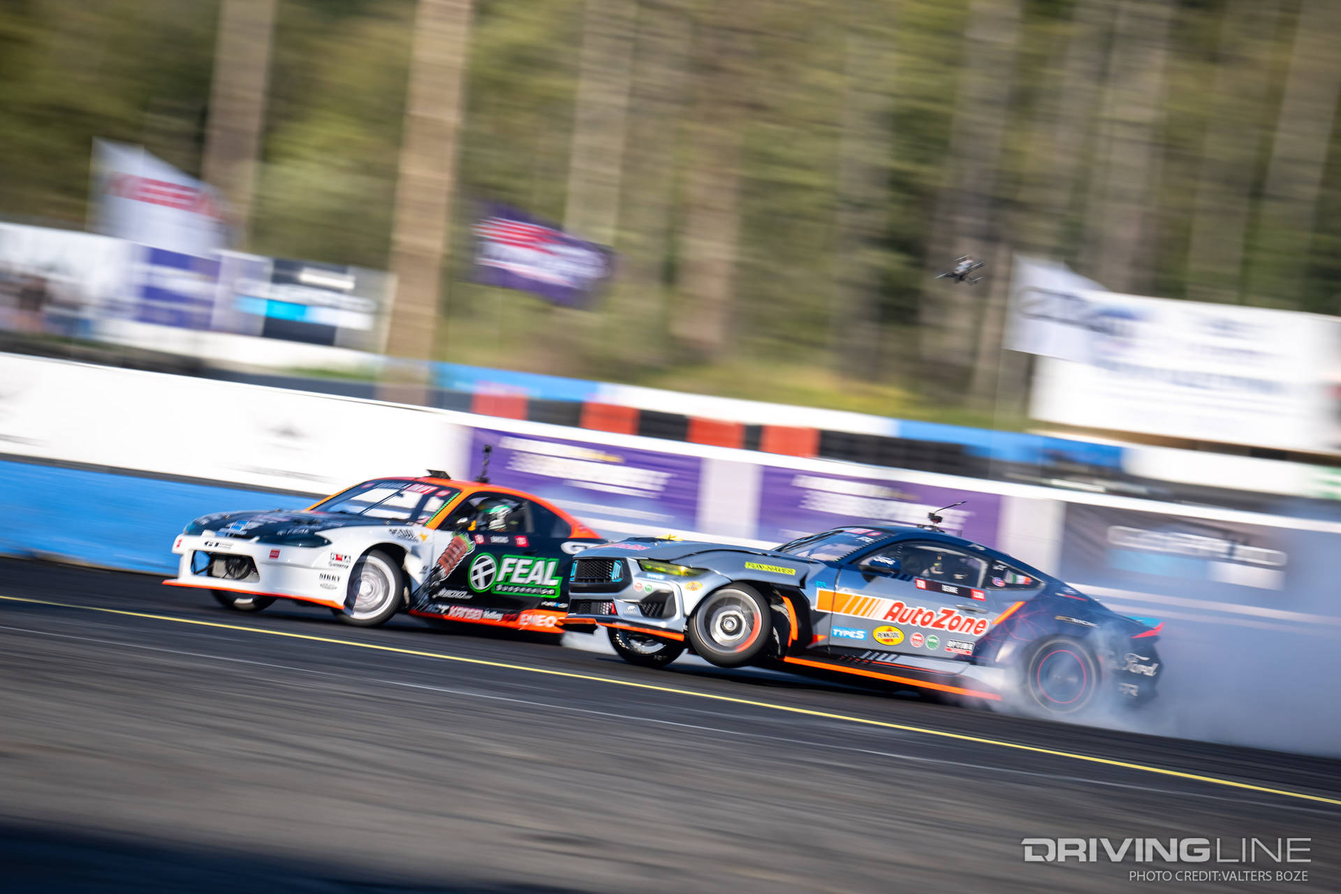 Odi Bakchis tandem Drifting against James Deane at 2023 Formula Drift Seattle