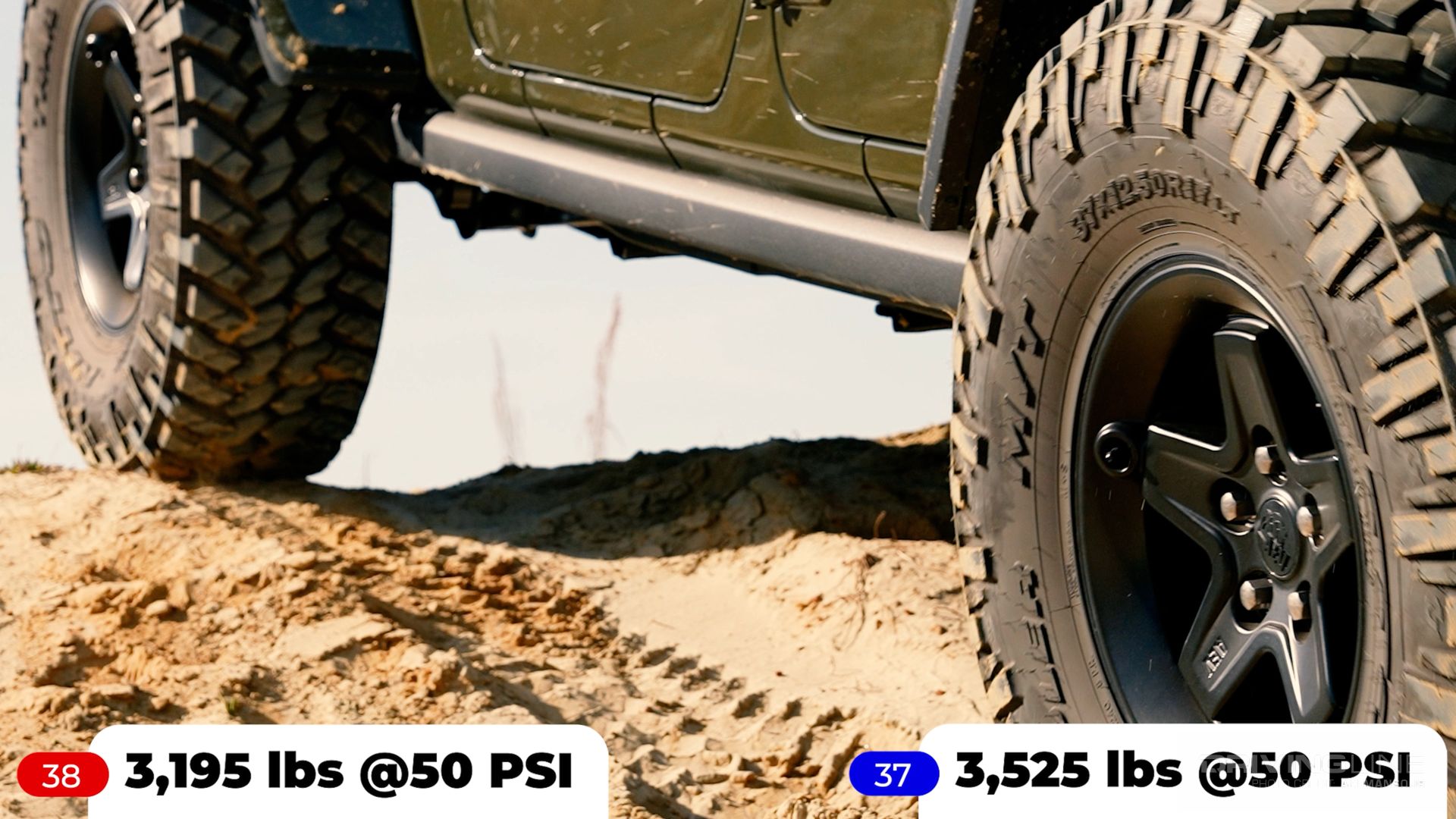38" vs 37" Nitto Trail Grappler on a Jeep with load ratings for each tire