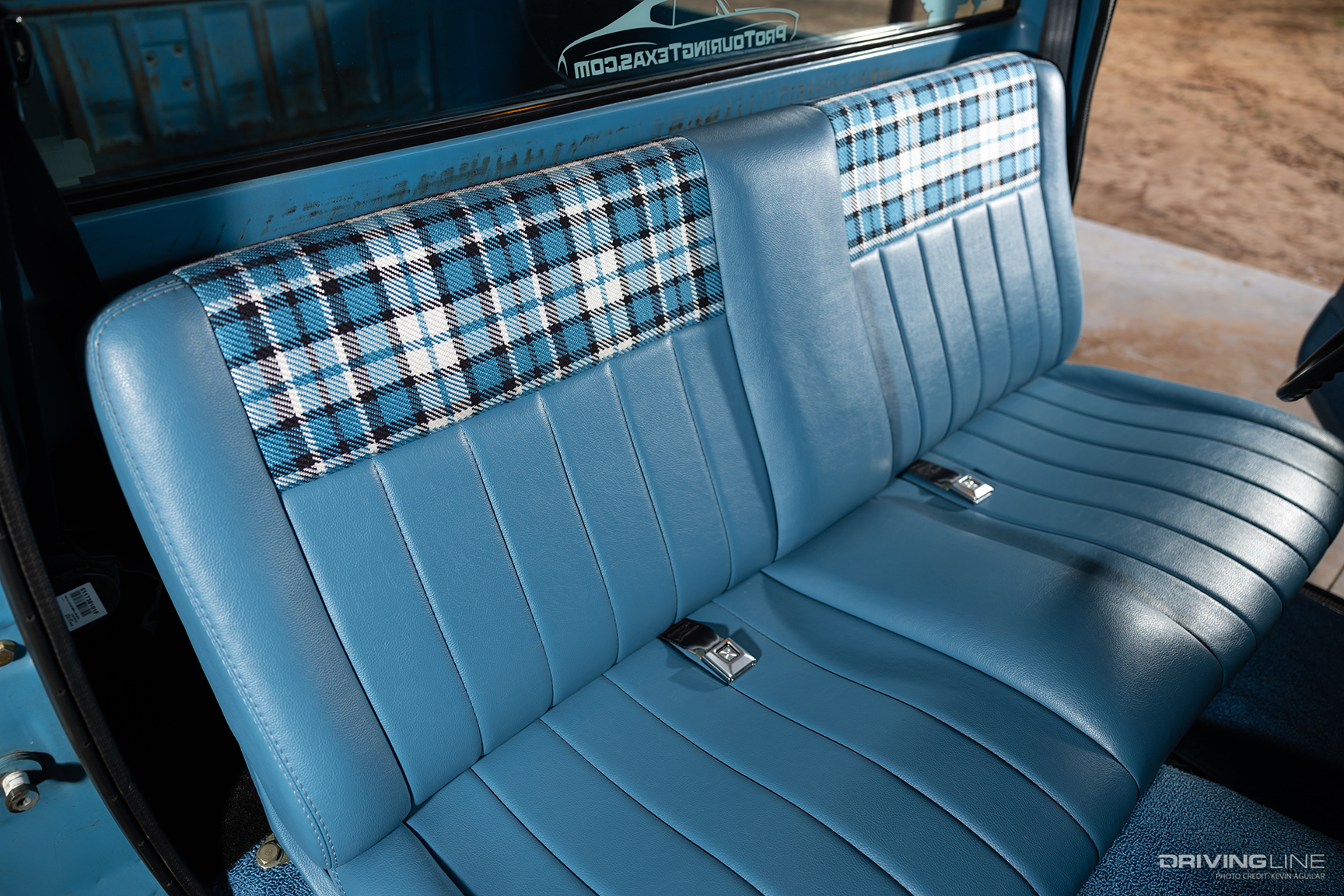Bench Seat of Eric Pierce's ’77 Chevy C10 Scottsdale Squarebody Truck