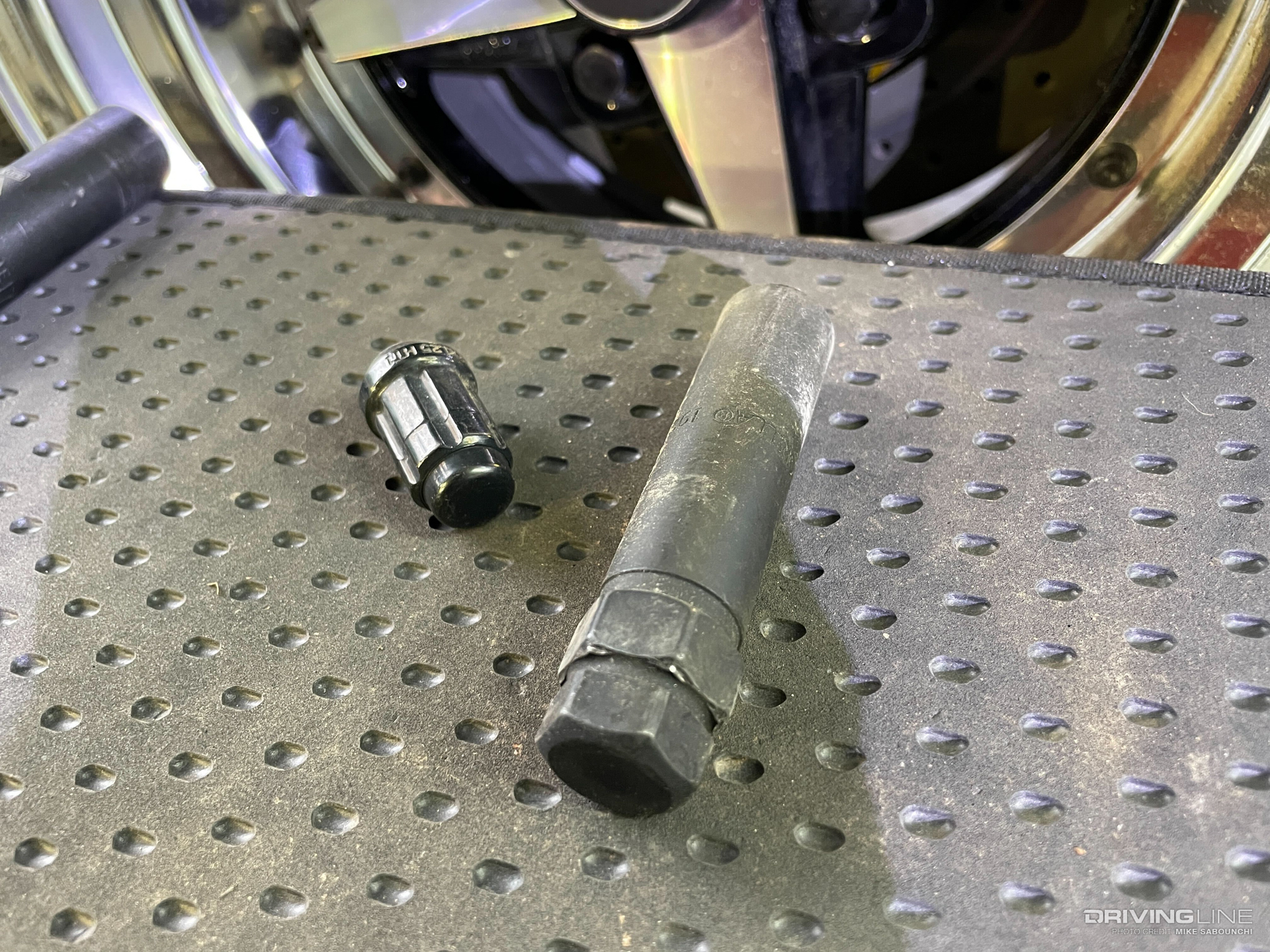 typical locking lug nut or locking wheel nut with removal key